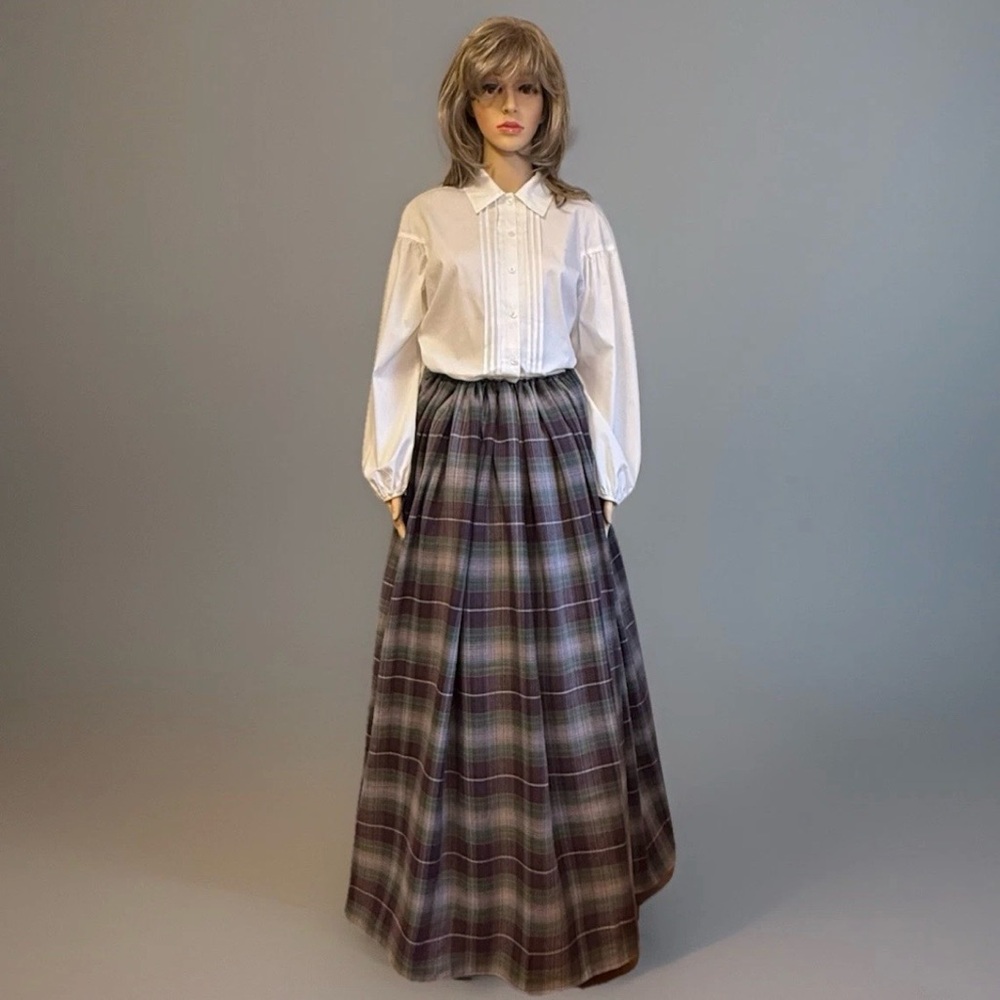 Plaid Maxi Skirt - Gray and Purple Plaid CIVIL WAR DAY CAMP SKIRT RE-ENACTMENT